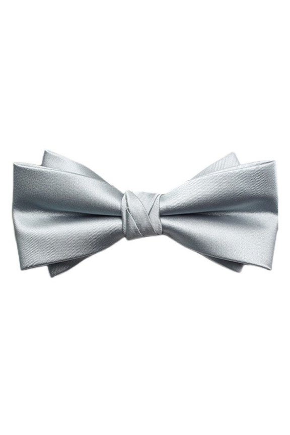 Men's Silver Pre-tied Bow Tie Wedding Party Formal Business Tuxedo Bowtie