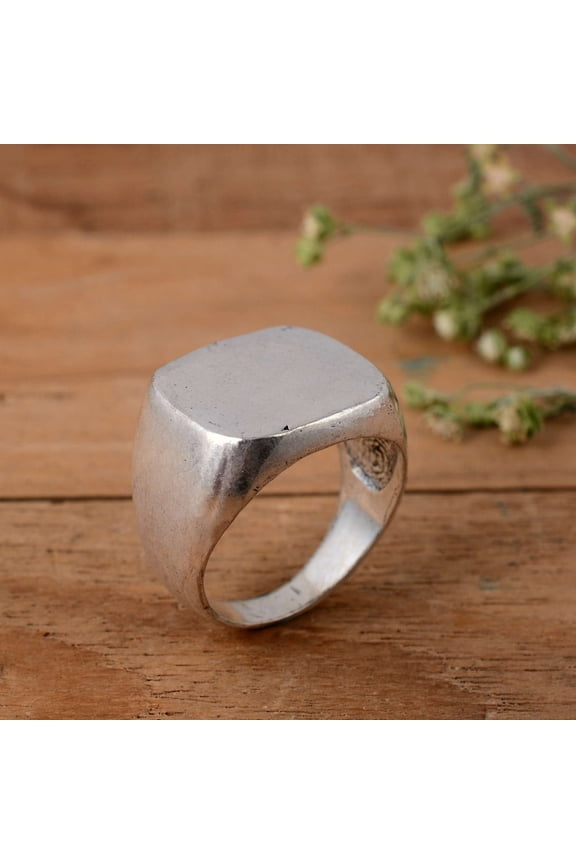 Men’s Silver Signet Ring – 925 Sterling Silver Band, Minimalist Style, Perfect Gift for Him