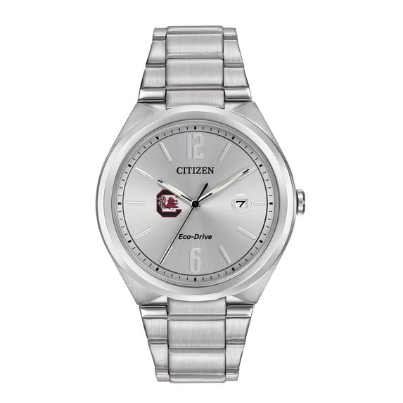 Men's Silver South Carolina Gamecocks Citizen Eco-Drive Stainless Steel Watch