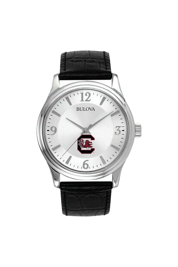 Men's Silver South Carolina Gamecocks Leather Watch