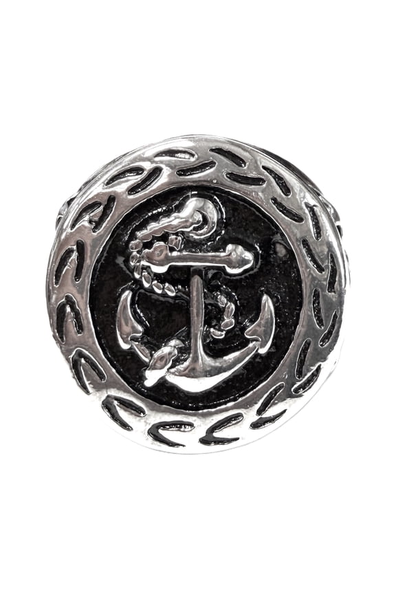 Men's Silver Stainless Steel Anchor Statement Signet Ring Size 9 Punk Rock Biker SSR9024S9