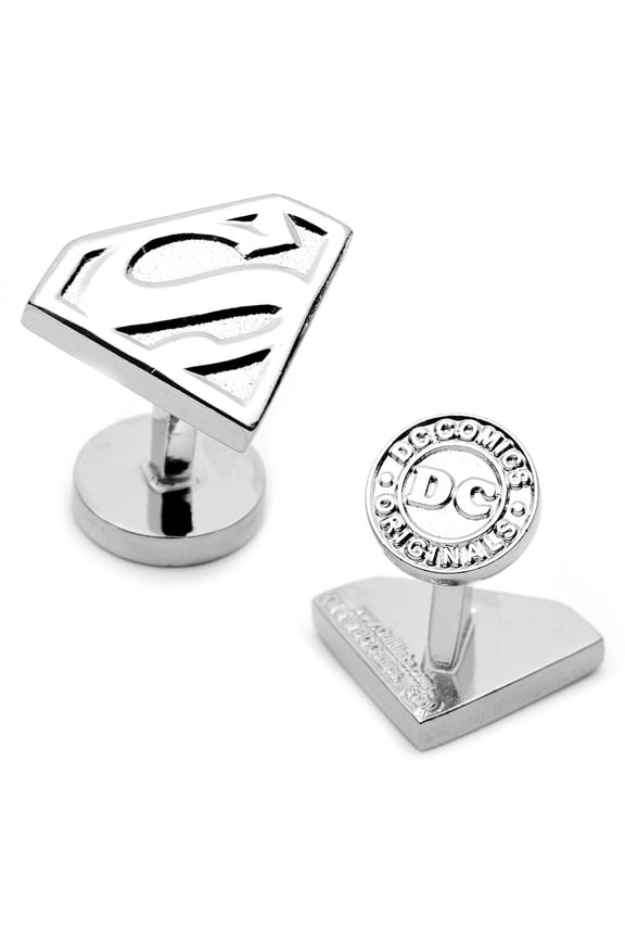 Men's Silver Superman Shield Cufflinks