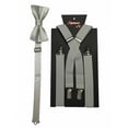 thumbnail image 1 of Men’s Silver Suspender and Matching Bow Tie in a variety of colors by Spencer J’s Signature Satin Collection, 1 of 8
