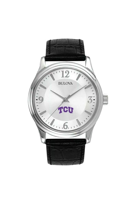 Men's Silver TCU Horned Frogs Leather Watch