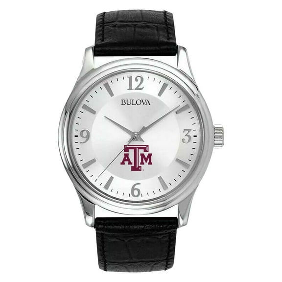 Men's Silver Texas A&M Aggies Leather Watch