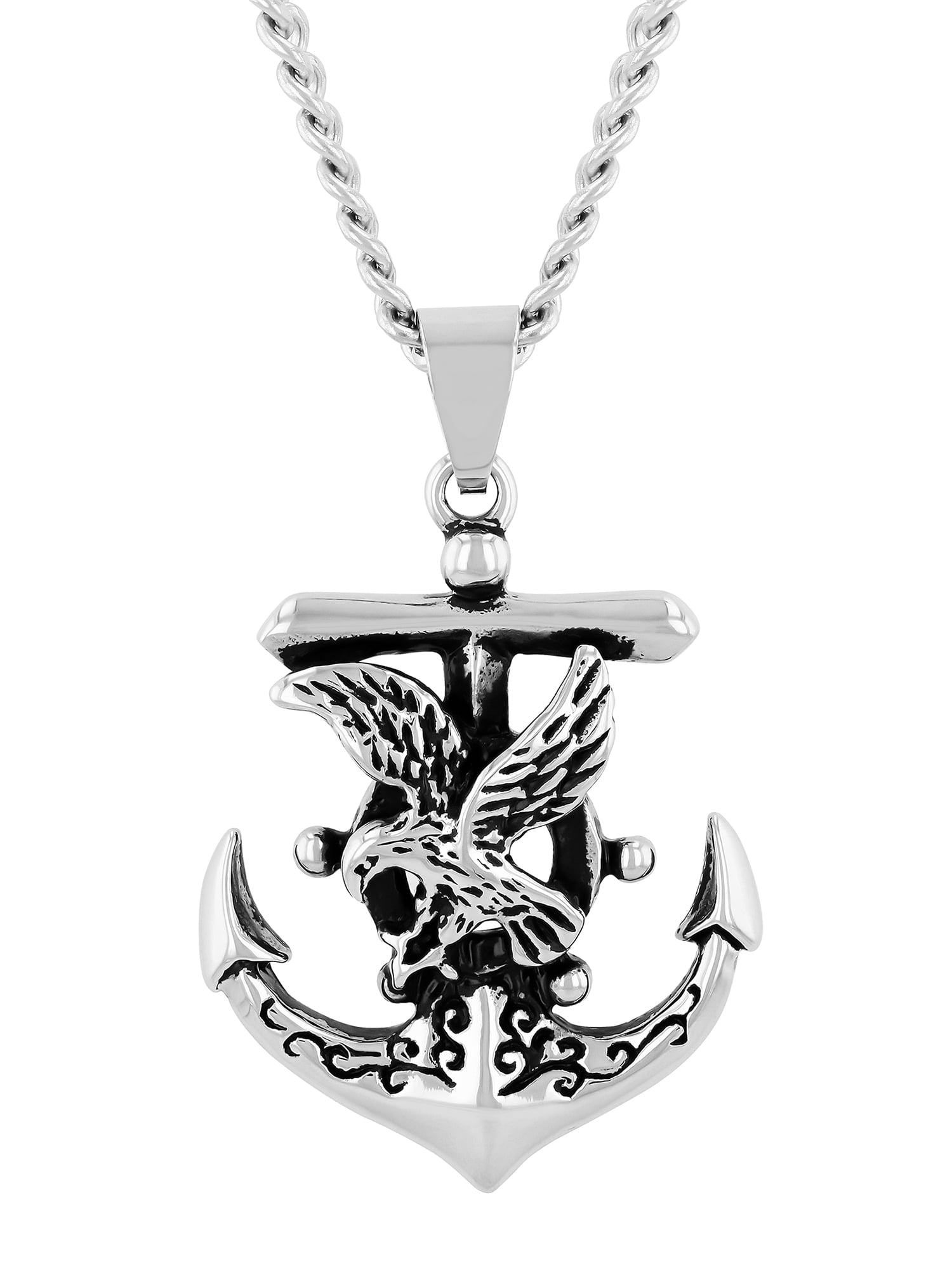 Men's SilverTone Anchor and Eagle Pendant