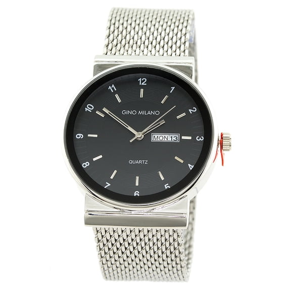 Mens Silver-Tone Business Calendar Watch 42mm, 9mm case