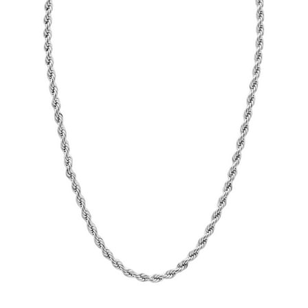 Men's Silver-Tone Stainless Steel 2.3MM Rope Link 20" Chain Necklace - Brilliance Fine Jewelry