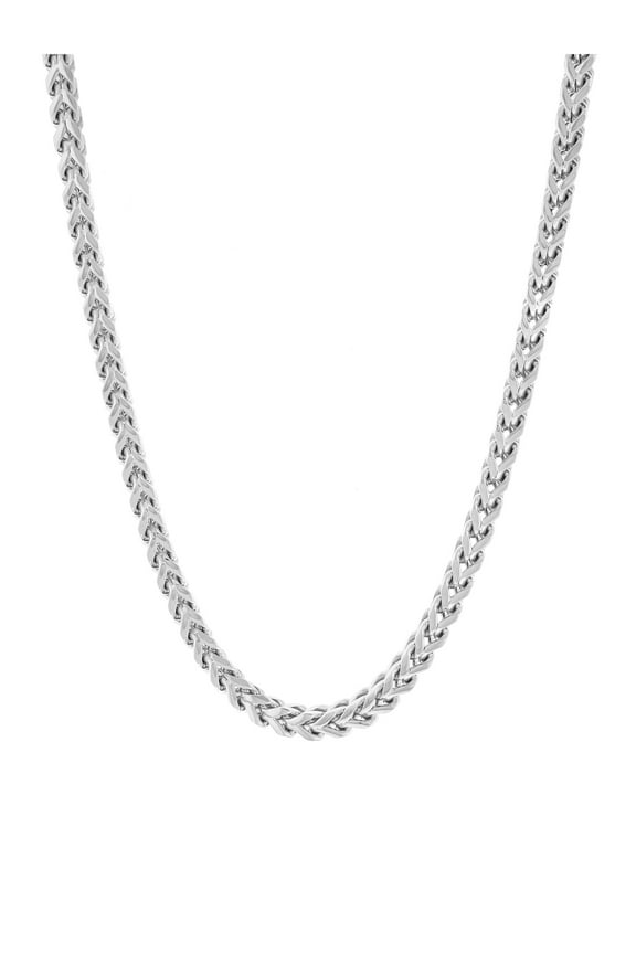 Men's Silver-Tone Stainless Steel Franco 24" Chain Necklace - Brilliance Fine Jewelry