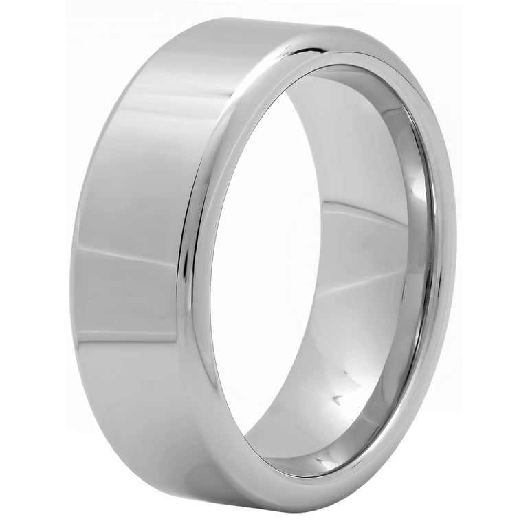 Men s Silver Tone Tungsten 8MM High Polish Wedding Band Mens