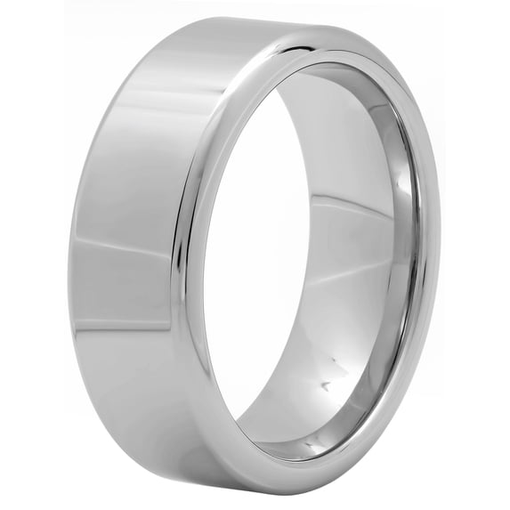 Men's Silver-Tone Tungsten 8MM High Polish Wedding Band - Mens Ring
