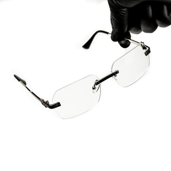 Men's Silver Wire Frame Rimless Luxury Fashion Hip Hop Clear Tint Lens Glasses