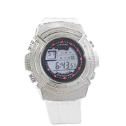 Mens Silver tone diamond accent Sports Clubbing watch 56mm 14mm thick case.