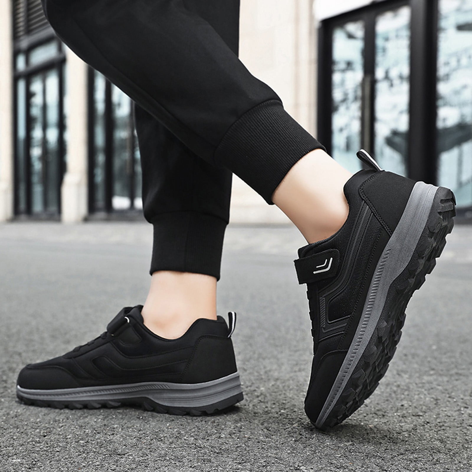Men s Simple And Fashionable Flying Woven Round Head Solid Color Lightweight Breathable Soft Bottom Casual Sports Sports Shoes Black 11
