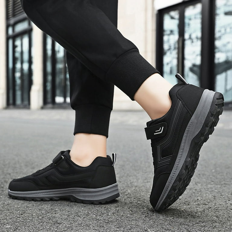 Men s Simple And Fashionable Flying Woven Round Head Solid Color Lightweight Breathable Soft Bottom Casual Sports Sports Shoes Black 11