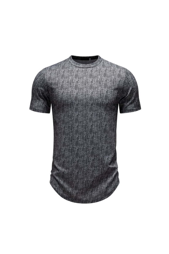 Men's Simple Crew Neck Textured T-Shirt, Slim Fit Gym Muscle Training T-Shirt