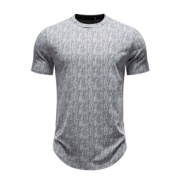 Men's Simple Crew Neck Textured T-Shirt, Slim Fit Gym Muscle Training T-Shirt