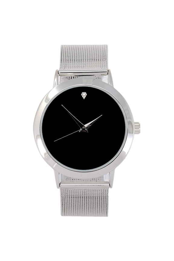 Men's Simple Slim Stainless Steel Round Dial Mesh Band sleek designer Wrist Watches - 4904
