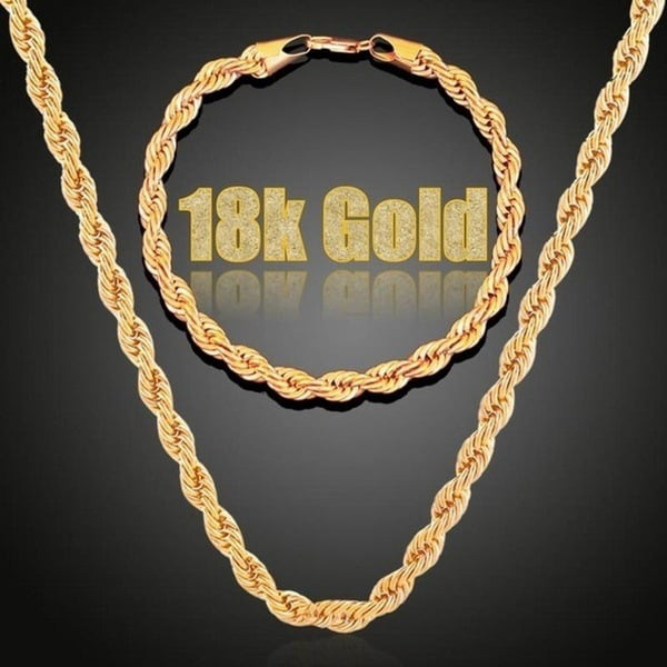 Men's Simplicity Gold Plated Twisted String Chain Suit - Walmart.com