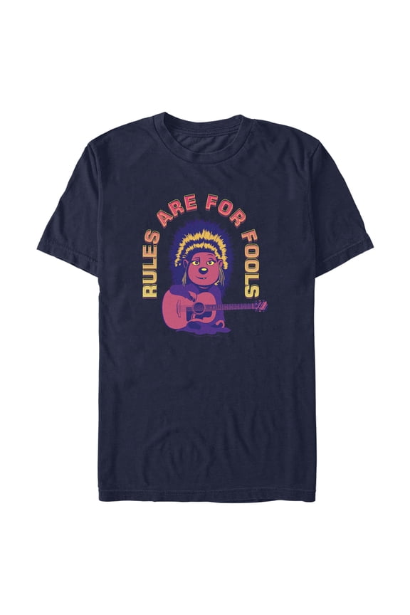 Men's Sing 2 Ash Rules Are for Fools Graphic Tee Navy Blue Large