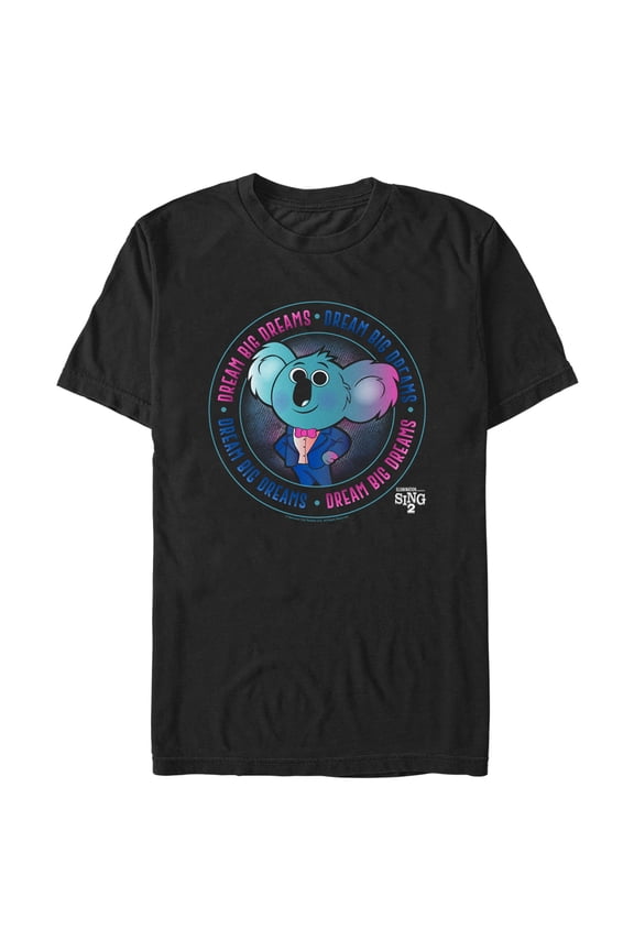 Men's Sing 2 Buster Moon Dream Big Dreams  Graphic Tee Black X Large
