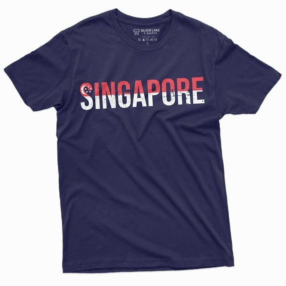 Men's Singapore T-shirt Singapore Flag Coat of Arms Ladies Womens Mens Unisex T-shirt (Small Navy Blue)