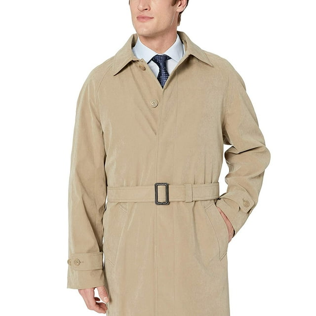 Men's Single Breasted Taupe Full Length All Year Round Raincoat 38R