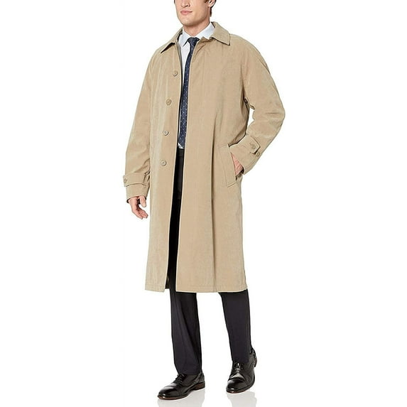 Adam Baker Men's Single Breasted Breasted Full Length Trench Coat All Year Round Raincoat