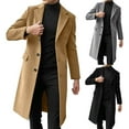 thumbnail image 1 of Men's Single Breasted Trench Coat with Wool Blend - Oversized Warm Lapel Work Business Jacket for Winter Fashion, Formal Events, and Christmas Parties,Camel,3XL, 1 of 6