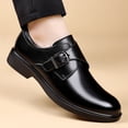 thumbnail image 1 of Men's Single Monk Strap Buckle Formal Leather Dress Shoes, 1 of 9