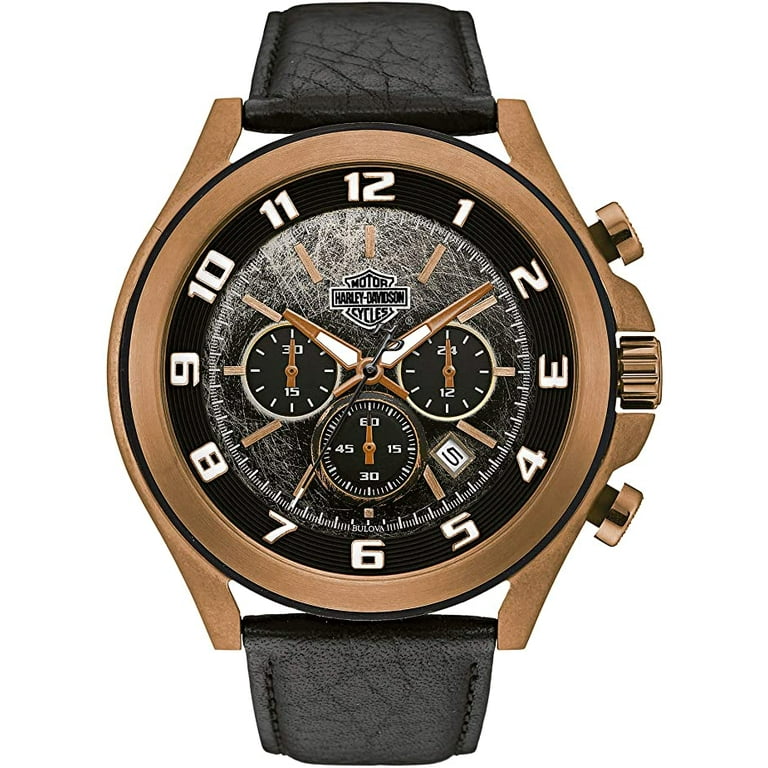 Men's Six-Hand Chronograph Watch, Amber Plated Finish 78B148