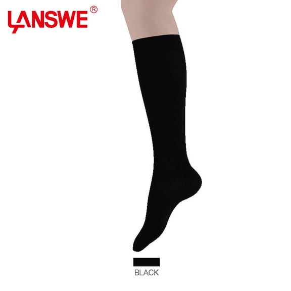 Lanswe Men's Compression Knee-High Polyester Socks, Black, (6-Pack)