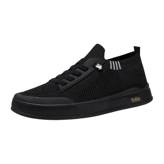 Men's Skate Style Shoes Slip On Breathable Knit Shoes Elastic Quick Lace Design Lightweight Sneakers Non Slip Rubber Sole Fashion Platform Casual Footwear For Spring Summer Outdoor Commuting
