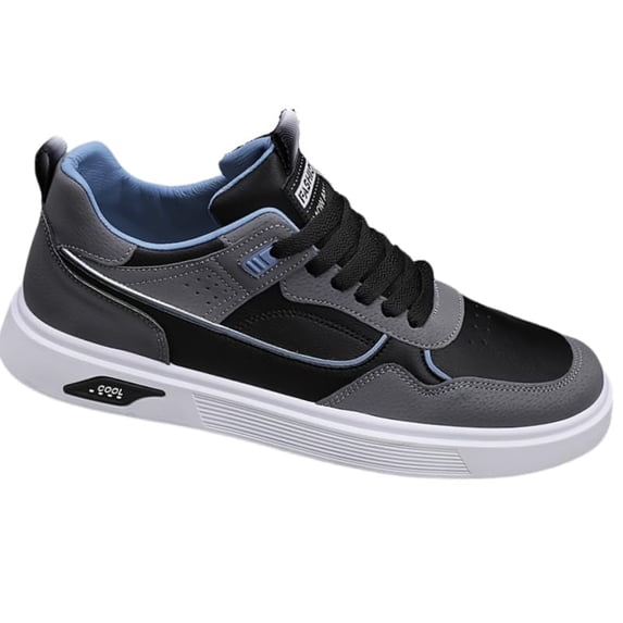 Men's Skateboard Shoes Casual Lace-Up Sneakers - Solid Color Low-Top PU Sneakers with Fabric Lining, PVC Sole, Cloth Insole, Suitable for Daily Wear