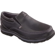 Skechers Loafers for Men Slip on Casual Shoes Dual Elastic Panels Cushioned Insole Lightweight Moc Toe Leather Upper Padded Collar