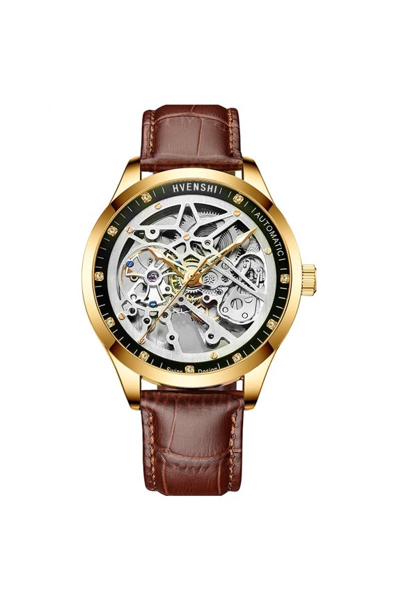 Men's Skeleton Automatic Mechanical Watch, 43mm, Luminous Hands, Waterproof