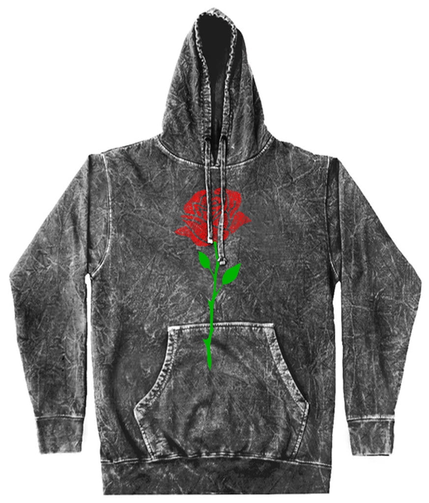 Black hoodie with roses on hotsell sleeves mens