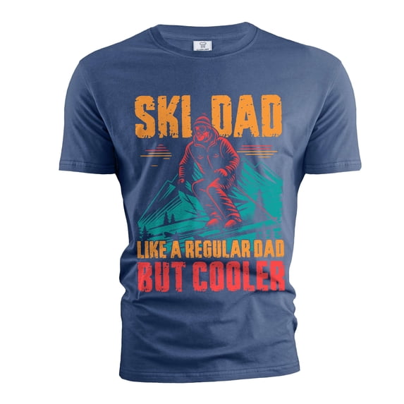 Men's Ski Dad T-shirt Skiing dad Father's day Christmas Father gift Sports activity Birthday tee (4X-Large Navy Blue)