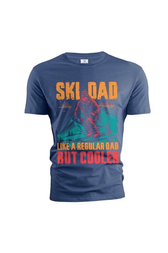 Men's Ski Dad T-shirt Skiing dad Father's day Christmas Father gift Sports activity Birthday tee (Large Navy Blue)