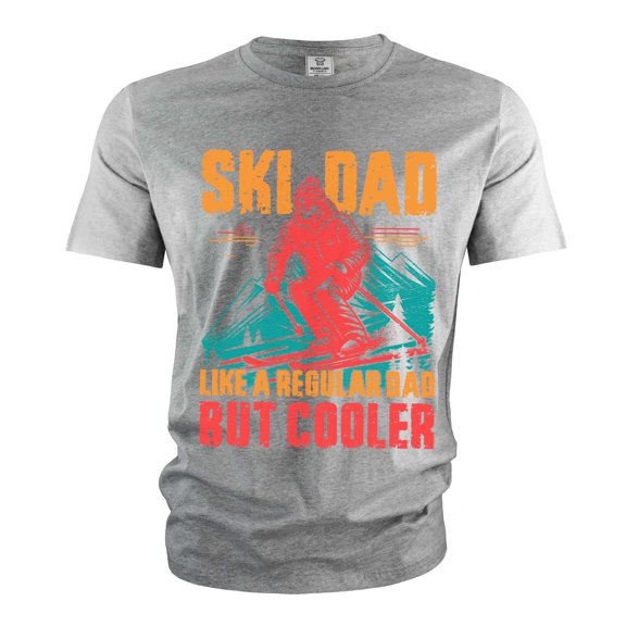 Men's Ski Dad T-shirt Skiing dad Father's day Christmas Father gift Sports activity Birthday tee (Small Grey)