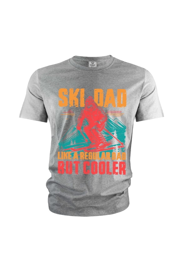 Men's Ski Dad T-shirt Skiing dad Father's day Christmas Father gift Sports activity Birthday tee (Small Grey)