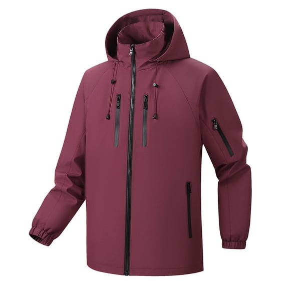 Men's Ski Jacket Snowboard Snow Coat Waterproof Windproof Insulated Winter Hooded Snow Sports Outerwear for Hiking, Camping, Trekking and General Outdoor Activities, Red, L