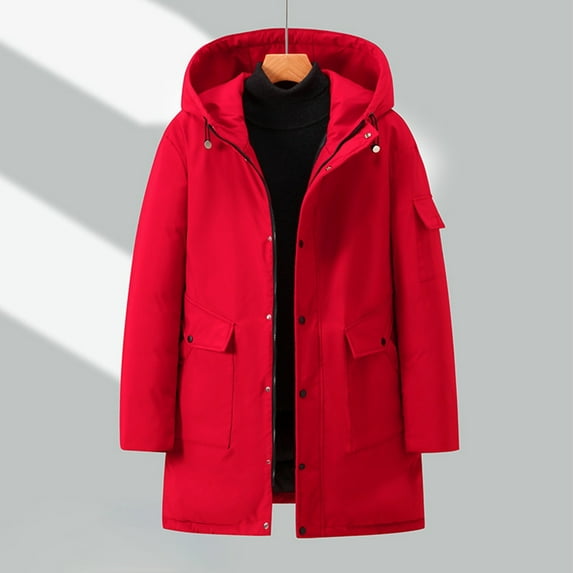 Men's Ski Jacket Warm Winter Snow Coat Waterproof Mountain Windbreaker Snowboarding Jacket Hooded for Hiking Solid Color Padded Coat Work Jacket Outdoor Padded Jacket
