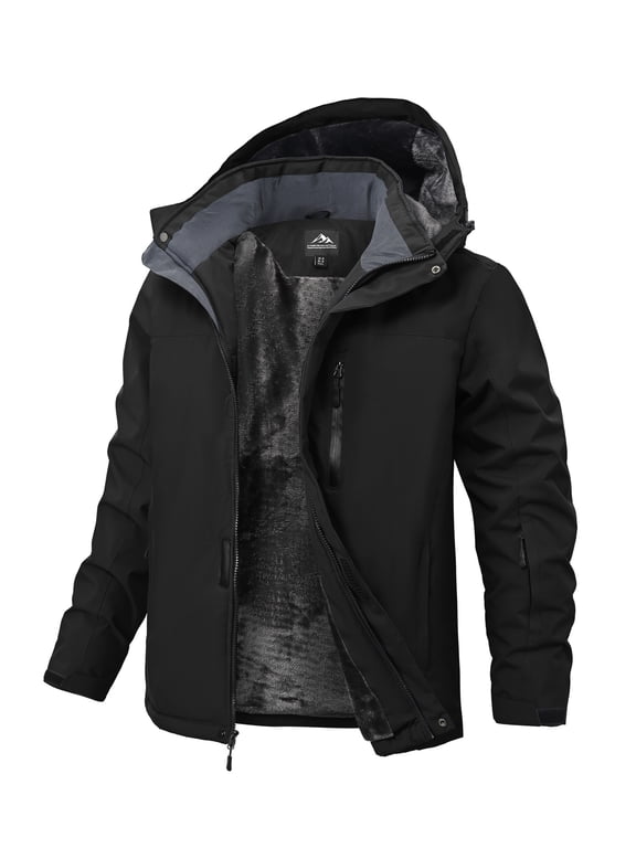 Men's Ski Jacket Warm Winter Snow Waterproof Coat Mountain Windbreaker Hooded Raincoat Black l