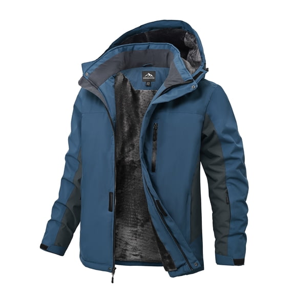 Men's Ski Jacket Warm Winter Snow Waterproof Coat Mountain Windbreaker Hooded Raincoat Blue 2xl