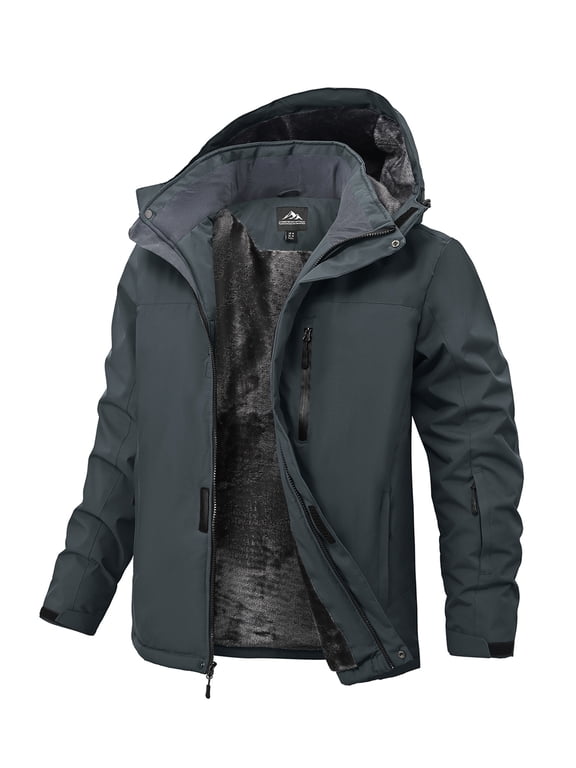 Men's Ski Jacket Warm Winter Snow Waterproof Coat Mountain Windbreaker Hooded Raincoat Dark Gray l