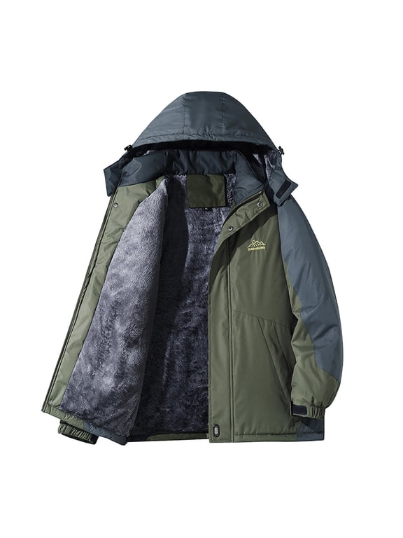 Men's Ski Jackets Warm Winter Snow Windbreaker Resistant Snowboard Fleece Lined Coat Mountain Waterproof Parka with Hood