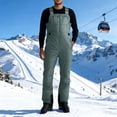 thumbnail image 1 of Men's Ski Suit Water Resistant Overalls Snow Trousers Solid Color Snowboard Bib Pants Skiing Insulated Thermal Snowsuit Jumpsuit with Pockets Romper Workwear Plus Size Army Green S, 1 of 7