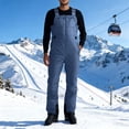 thumbnail image 1 of Men's Ski Suit Water Resistant Overalls Snow Trousers Solid Color Snowboard Bib Pants Skiing Insulated Thermal Snowsuit Jumpsuit with Pockets Romper Workwear Plus Size Navy L, 1 of 7