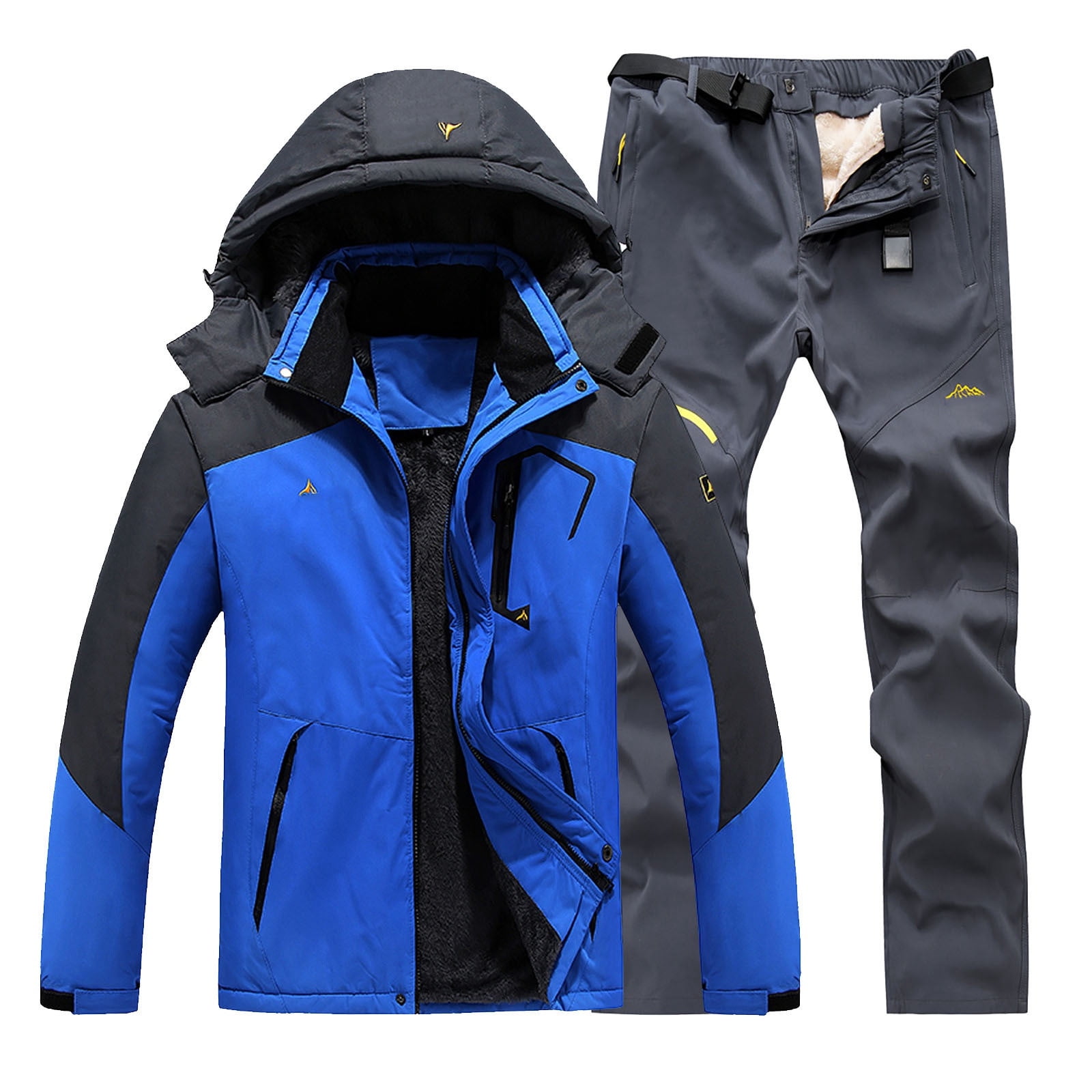 Men's Ski Wear Winter Windproof Hooded Jacket And Pants Suitable For ...